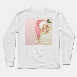 retro vintage pink santa claus Long Sleeve T-Shirt